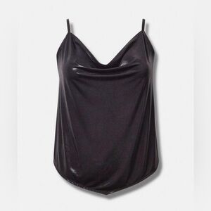 Black Satin Cowl Neck Camisole